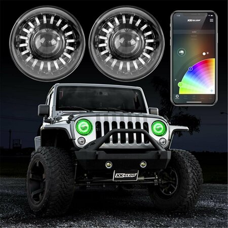 XK GLOW 7 in. Rgb LED Jeep Headlight Xkchrome Bluetooth App Controlled Kit - 2 Piece, 2PK XKGXK-7IN-JP-KIT